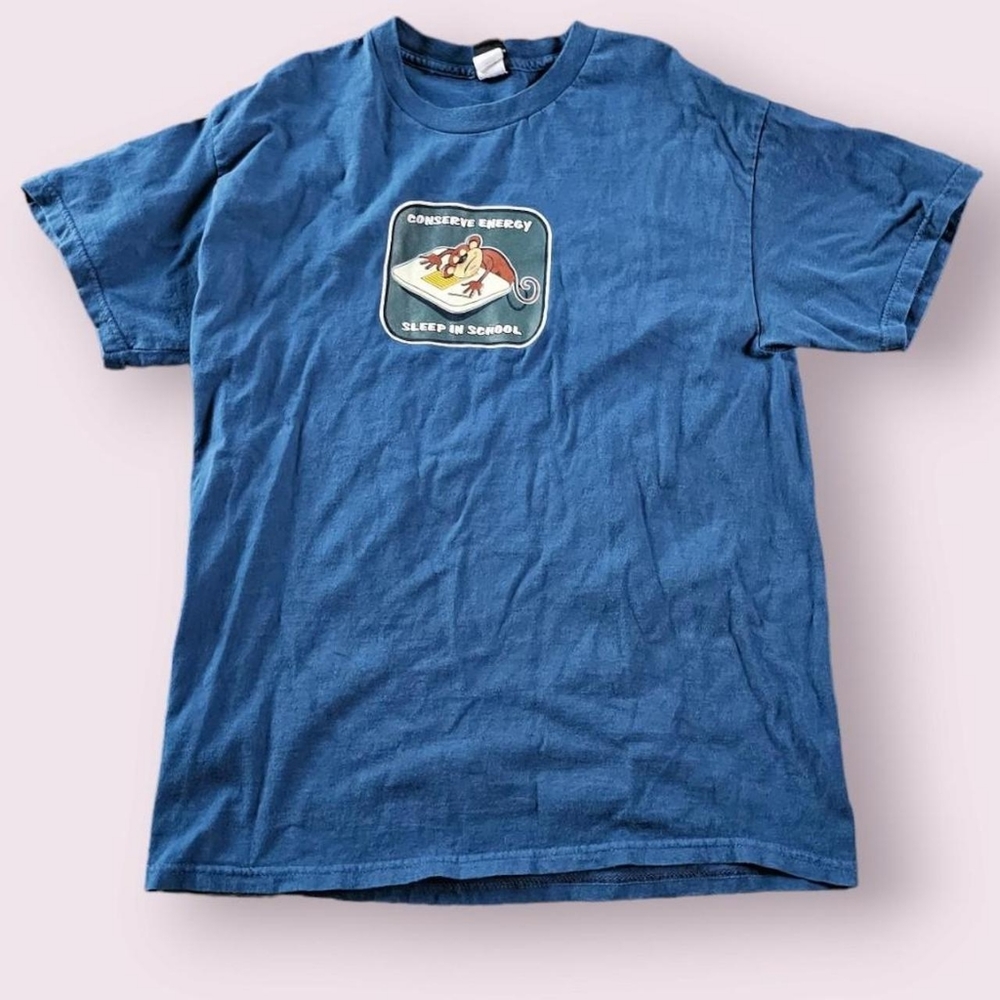 Y2K "Conserve Energy, Sleep in School" tee